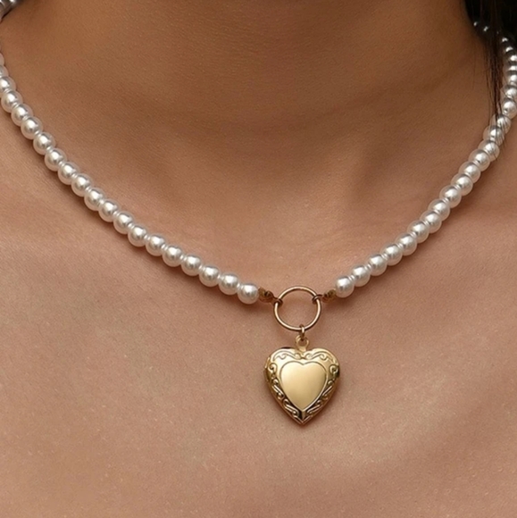 Nikkiwallflower Jewelry - *Venus* Strand of Pearls Locket Necklace